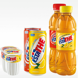 Estathè pesca limone lattina plastica bicchiere